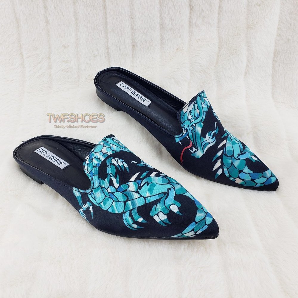 Blue Dragon Flats Mules Clog Shoe Slippers